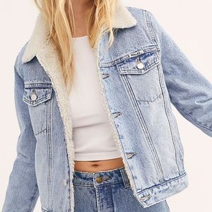 Rollas denim Sherpa jacket free people